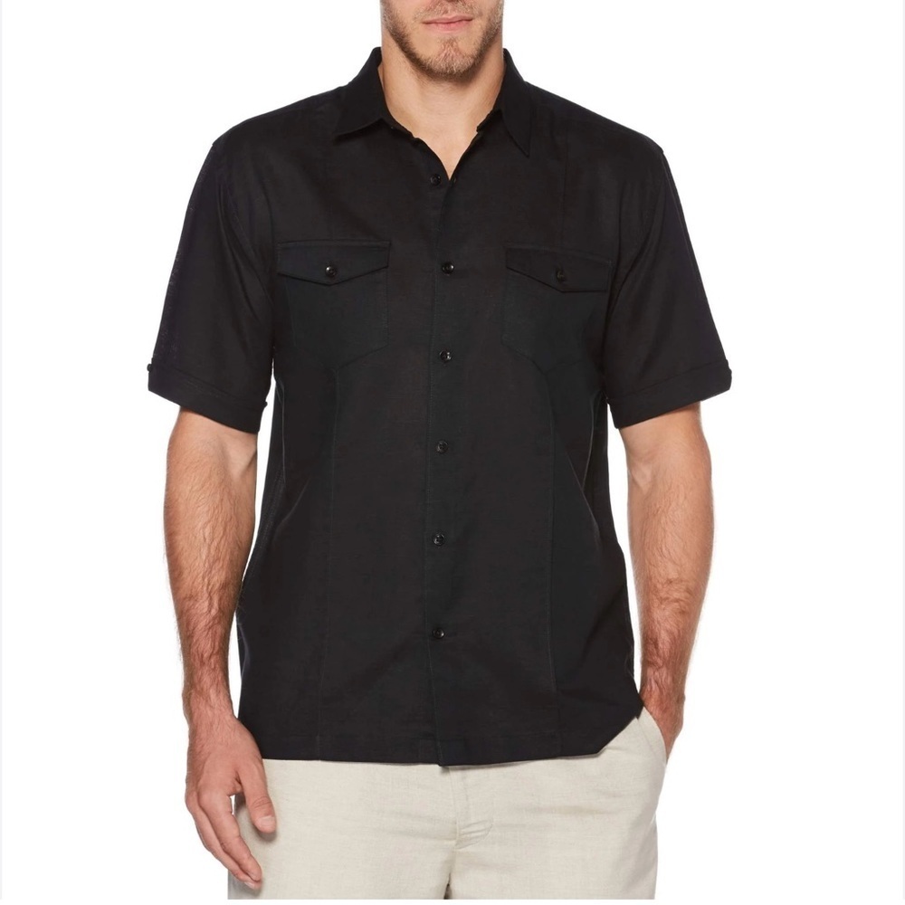 Cafe Luna Men's Cuban Resort Shirt Linen Cotton Short Sleeve size X-L